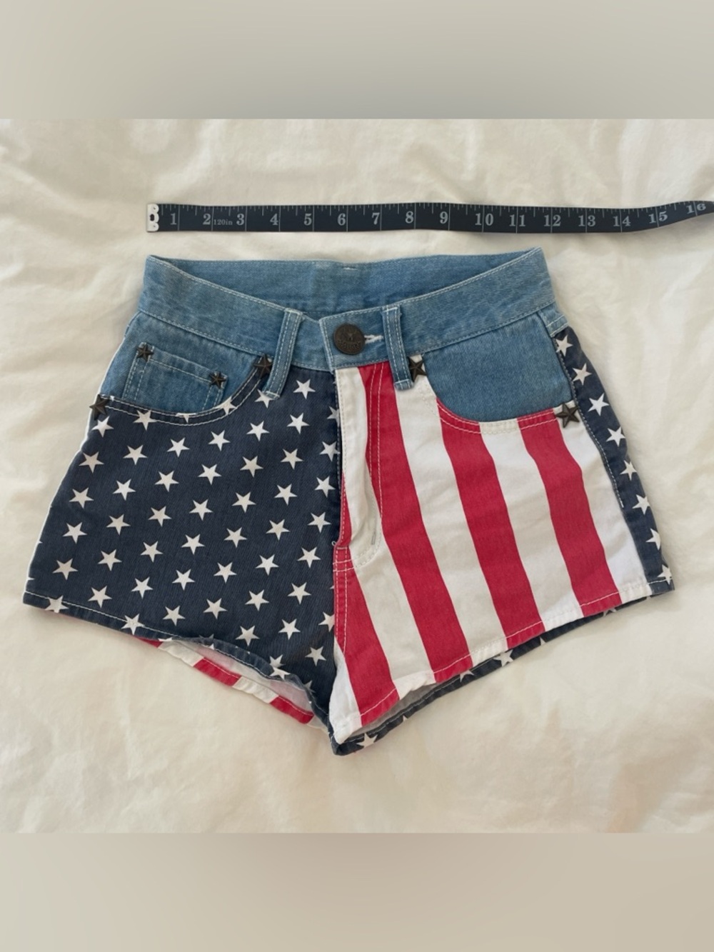 Vintage d.i.a. Patriotic American Flag Denim mini hot Shorts